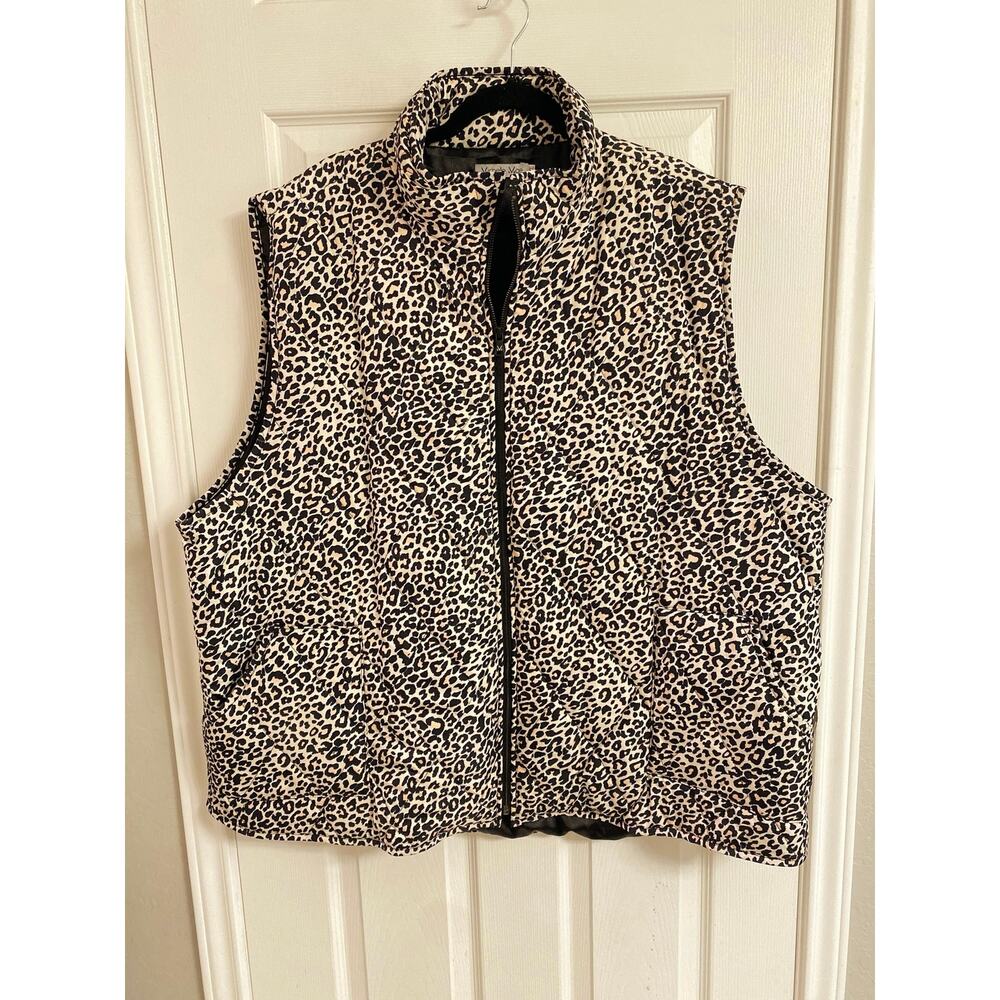 Michelle Mae Leopard Print Quilted Puffer Vest Size 4XL Indie Sleaze Mob Wife